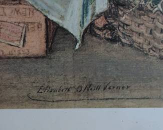 Three Women at Flower Stalls  Lithograph by Elisabeth ONeil Verner second image