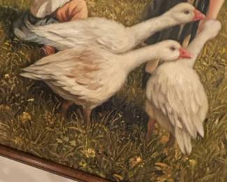Children with Geese Oil Painting by William Weekes second image