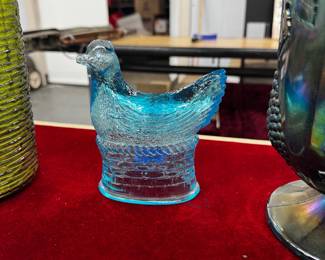 Turquoise Hen on Nest 