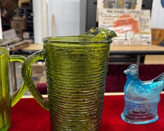 Green Glass Pitcher