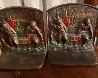 Antique Hammered Bronze Bookends