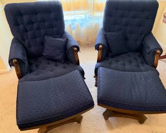 Very comfy matching chairs with foot stools