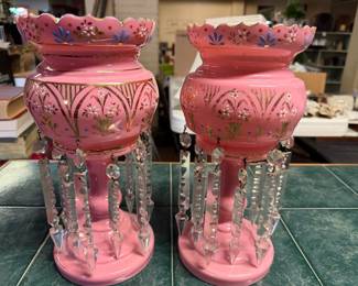 A pair of beautiful large 12 inch mantle lusters