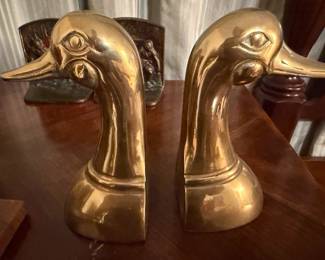 Pair of Solid Brass Duck Book Ends
