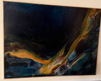 Oil on Board "Poem for the Sea" by Artist Leonardo Nierman