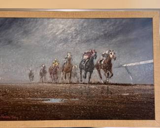 Oil on Canvas Titled "Photo Finish" By Harland Young