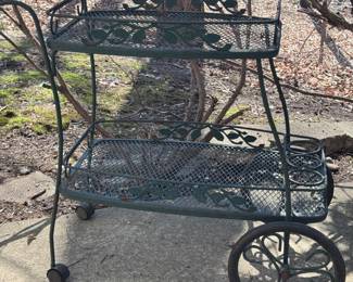 Woodard Rolling Pation Bar Cart