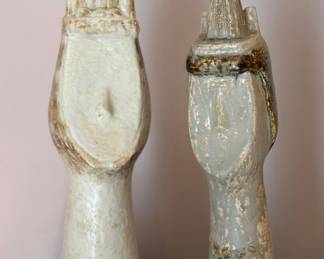 Mid Century Modern Studio Art Pottery Head Vessels