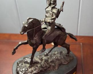 Vintage Bronze Western Rider Sculpture 