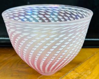 Kosta Boda Pink Swirl Bowl
