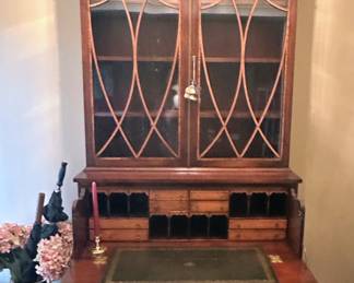 Gorgeous ornate Secretaire with Hutch/bookcase by Reprodux - George III style