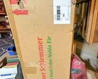 Hammacher Schlemmer 6.5" Slim dual color noble fir in box with stand and unopened cover.