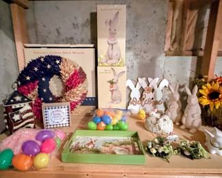 Easter and 4th of July Decor - Wood shell Patriotic Wreath