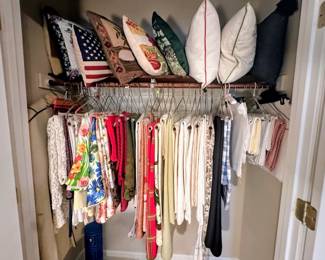 Just a sampling of the many throw pillows, table clothes, placemat and napkin sets.