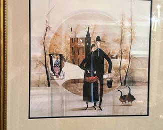 P. Buckley Moss Farmed signed and numbered Print "Family Carriage Geese". #223/1000