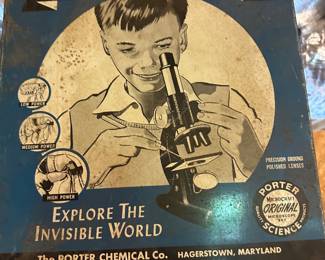 Vintage Porter Microcraft Microscope lab - all pieces inside!