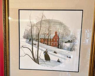 P Moss Buckley 1984 framed signed and numbered print Family Day #999/1000