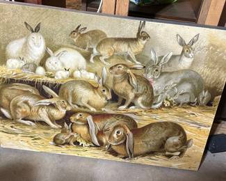 Large bunny art on wood