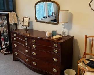 Mahogany double dresser, mirror