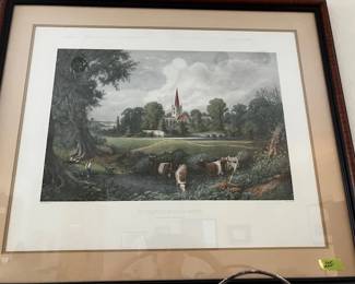 Lovely framed antique pastoral scene