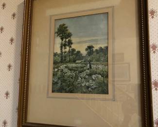 Hand colored photograph by Charles Curan, Old Garden at Wilford