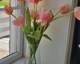 Artificial Tulip Arrangement in Glass Vase