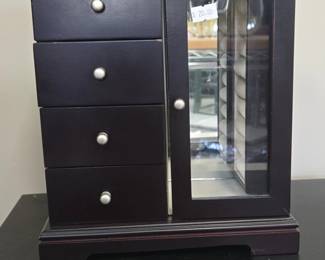 Wooden Jewelry Box with Mirrored Door and Drawers third image