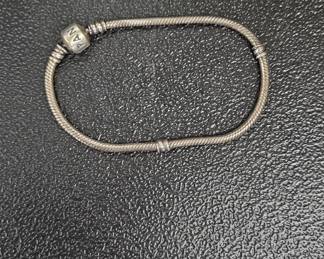 Pandora Sterling Silver Snake Chain Bracelet with PAN Charm second image