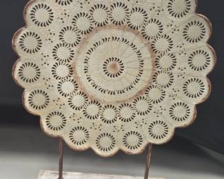 Decorative Metal Sunburst Wall Plaque with Wooden Base