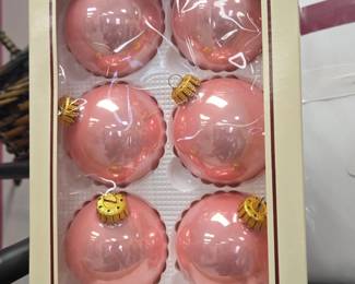 Kristen Blue Pink Glass Christmas Ornaments with Crowns