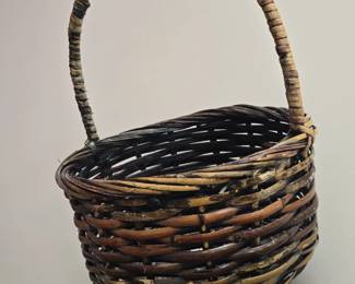 Vintage Woven Willow Gathering Basket with Handle