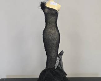 Black Sequin and Tulle Mannequin Jewelry Holder