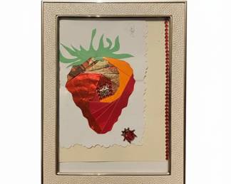 Framed Strawberry Collage with Ladybug Embellishment third image