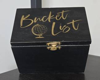 Wooden Bucket List Keepsake Box with Globe Motif
