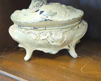 Ornate Footed Trinket Box with Rose Motif
