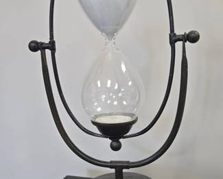Industrial Style Metal and Glass Hourglass