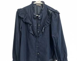 Kate Spade New York Live Colorfully Denim Ruffle Shirt