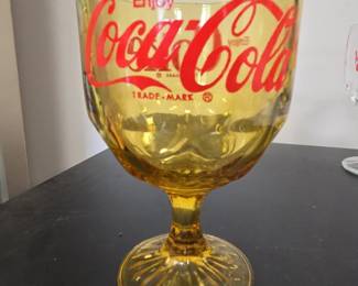 Vintage CocaCola Amber Pedestal Goblet