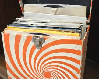 Vintage Platter Pak RPM Record Storage Case  Orange Swirl