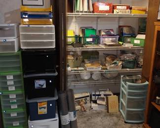 plastic office storage, Kenmore sewing machine, White sewing machine, office supplies