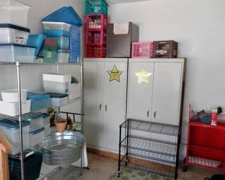metal cabinets, storage totes