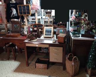vanity, desk, wooden decor, hanginf shelves