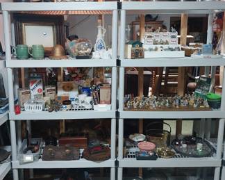 Wade figurines (nursery rhymes, Noah's Ark), vintage tins