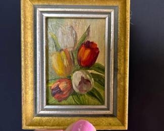 044 miniatureoilpaintingoftulipsbyali
