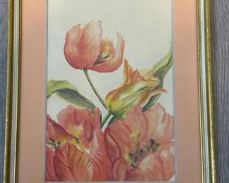 039 framedwatercolorfloralartwithpinka