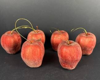 093 setof6redfrostedartificialapplech
