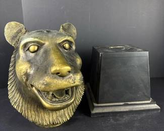 135 lionheadbustsculpturenotmetal