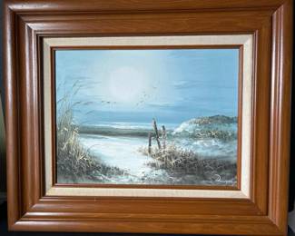 286 framedseascapeoilpaintingartistsign