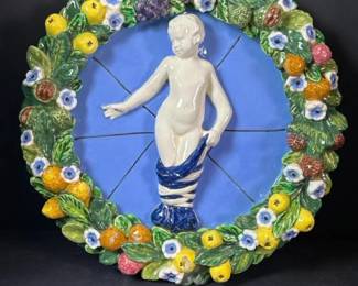 209 largeitalianmajolicafruitwreathwall