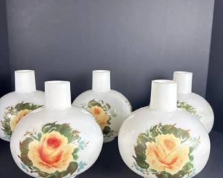 315 setof5vintagehandpaintedmilkglass